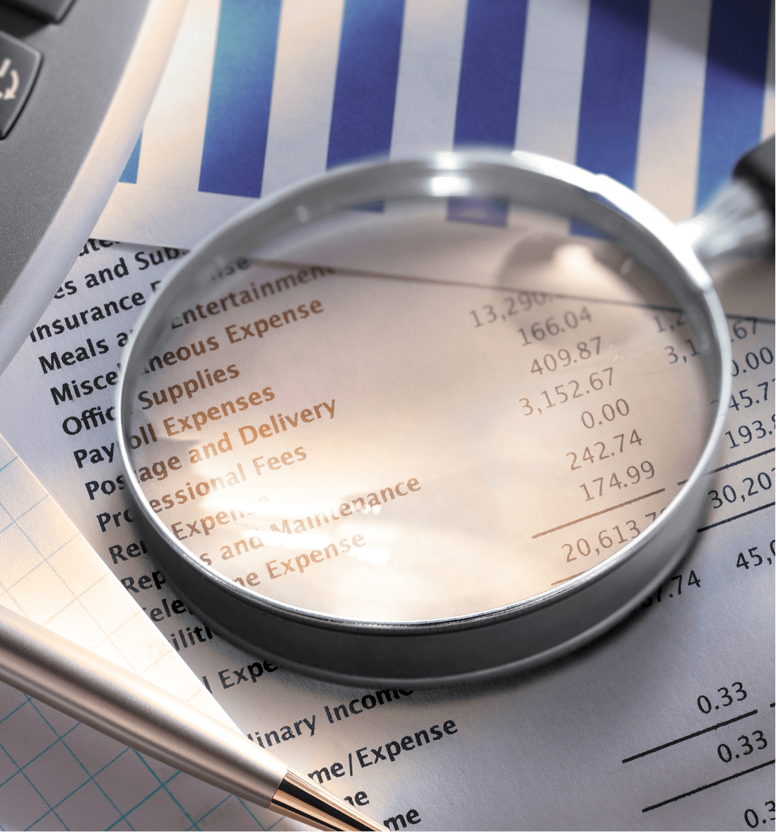 Analyzing expenses with magnifier